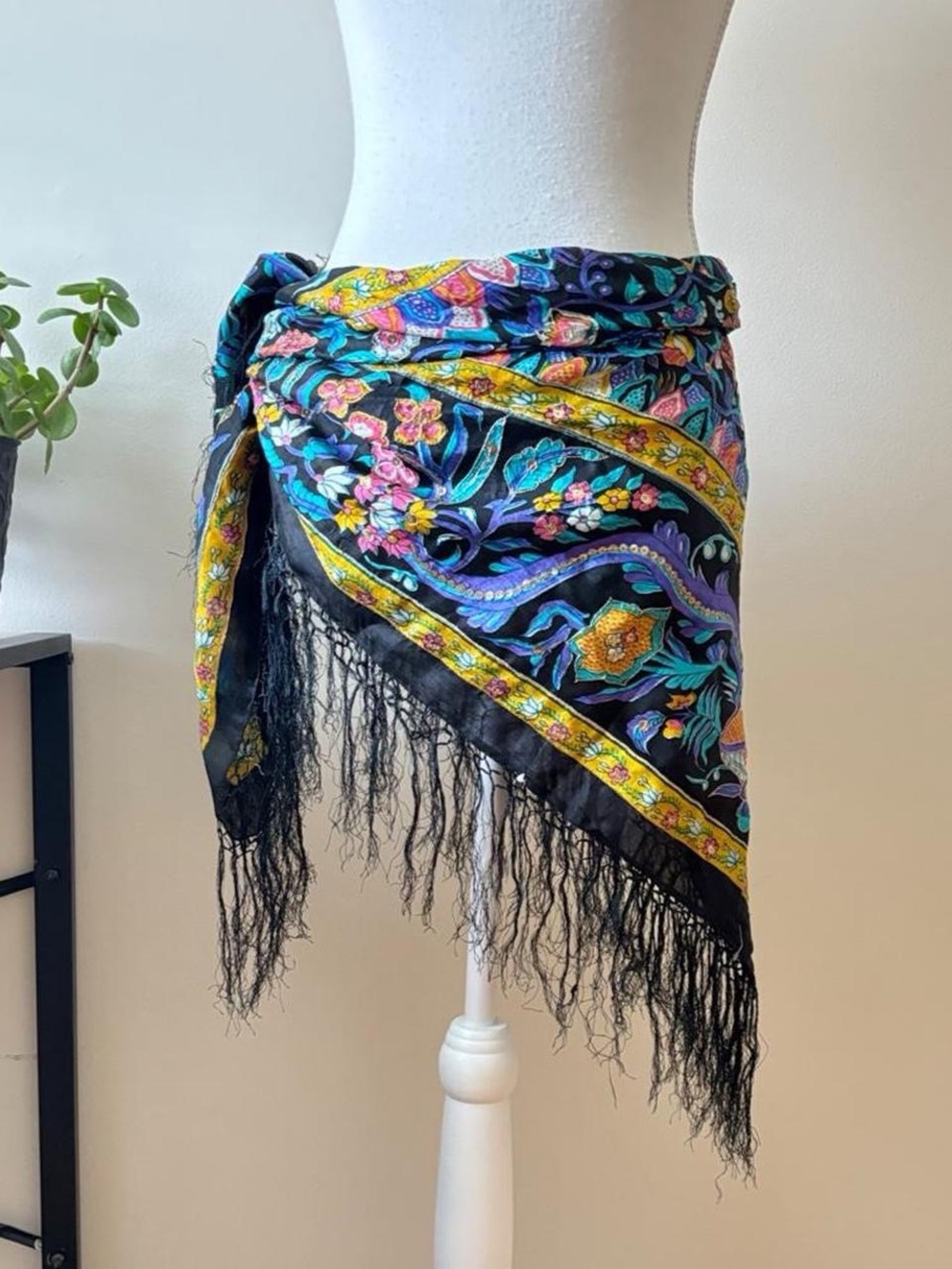 Floral Fringe Scarf